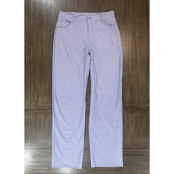 Naked Wardrobe Purple Faux Croc Leather High Rise Straight Leg Pants Size XL EUC - Picture 15 of 15